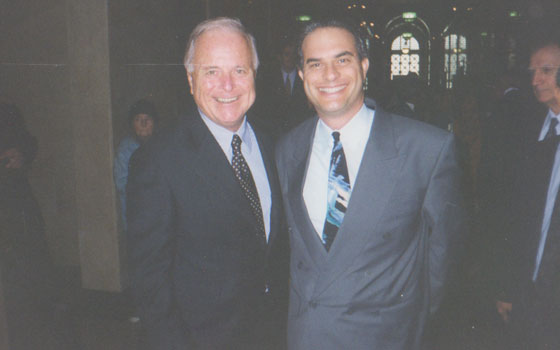 With Los Angeles Republican Mayor Richard Riordan - at City Hall to honor former Democratic Mayor Tom Bradley on his 80th birthday - 1998