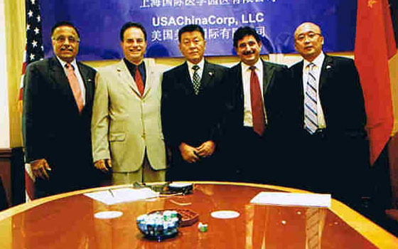 With Mayor and Governor of Shanghai and host - invited guest at MOU signing to establish new international medical research zone in China - 2006